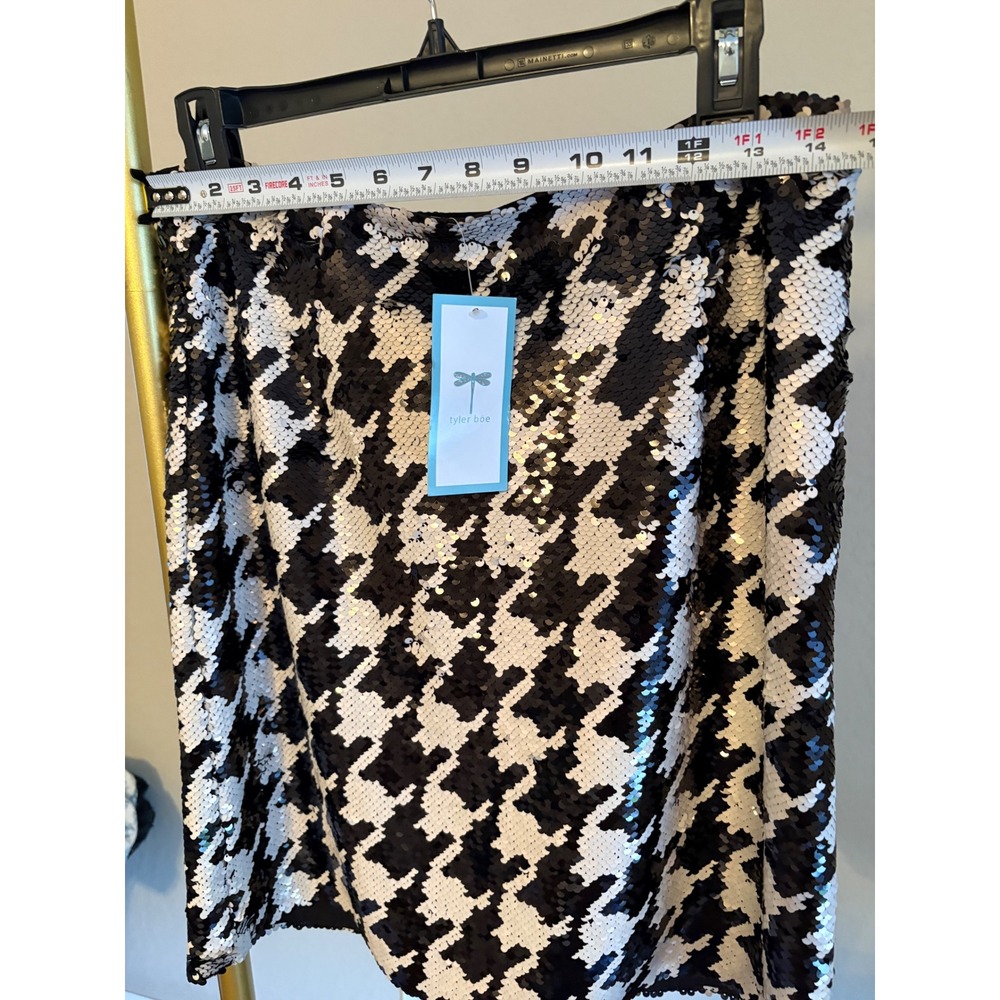 Tyler Boe Sequin Skirt NWT Houndstooth Mini Size 8 Party Glam Maximalist - Picture 5 of 6